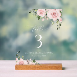 Blush Flowers, Roze Flowers, Boho, Table Numbers Acryl Bord