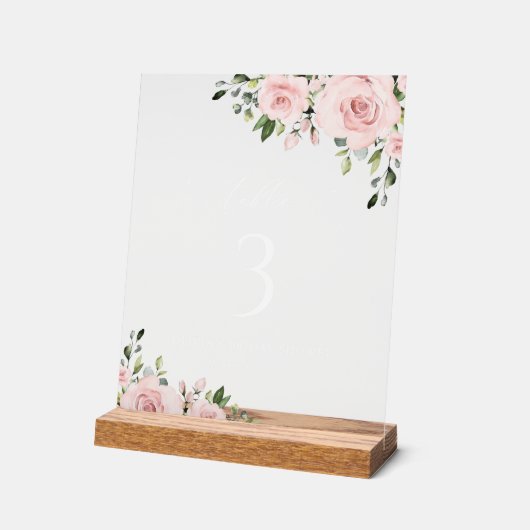Blush Flowers, Roze Flowers, Boho, Table Numbers Acryl Bord (Hoek)