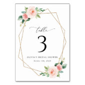 Blush Flowers, Roze Flowers, Boho, Table Numbers Kaart (Achterkant)