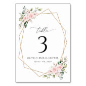 Blush Flowers, Roze Flowers, Boho, Table Numbers Kaart (Voorkant)