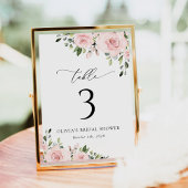 Blush Flowers, Roze Flowers, Boho, Table Numbers Kaart