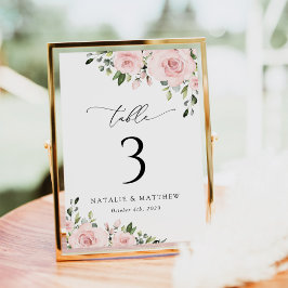 Blush Flowers, Roze Flowers, Boho, Table Numbers Kaart