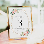 Blush Flowers, Roze Flowers, Boho, Table Numbers Kaart