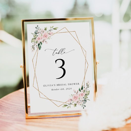 Blush Flowers, Roze Flowers, Boho, Table Numbers Kaart