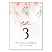 Blush Flowers, Roze Flowers, Boho, Table Numbers Kaart (Achterkant)