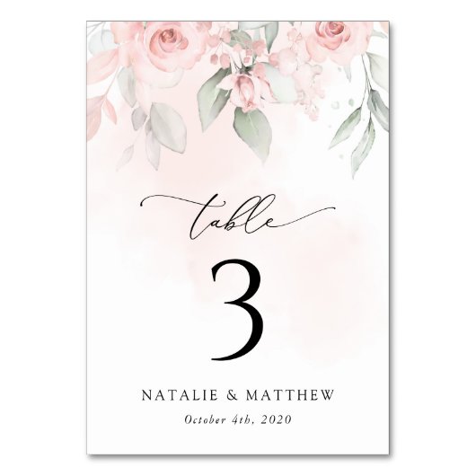 Blush Flowers, Roze Flowers, Boho, Table Numbers Kaart (Achterkant)