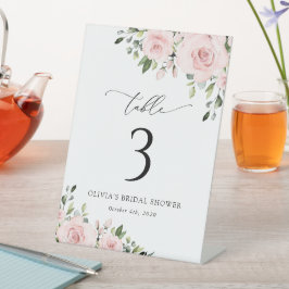 Blush Flowers, Roze Flowers, Boho, Table Numbers Reclamebord Met Voetstuk