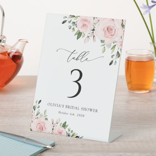 Blush Flowers, Roze Flowers, Boho, Table Numbers Reclamebord Met Voetstuk (Insitu)