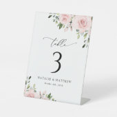 Blush Flowers, Roze Flowers, Boho, Table Numbers Reclamebord Met Voetstuk (Voorkant)