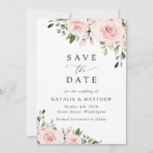 Blush Flowers, Roze Flowers, Boho, Weddenschap Save The Date (Voorkant)