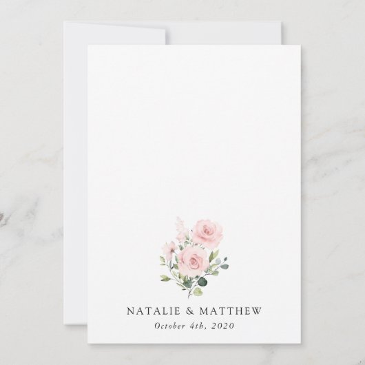 Blush Flowers, Roze Flowers, Boho, Weddenschap Save The Date (Achterkant)