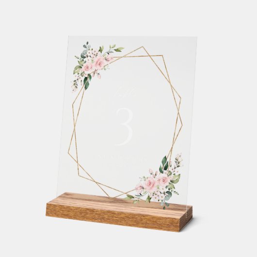 Blush Flowers, Roze Flowers, Greenery, Wedding Acryl Bord (Hoek)