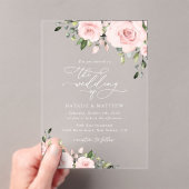 Blush Flowers, Roze Flowers, Greenery, Wedding Acryl Uitnodigingen (Insitu (Draagbaar))