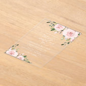 Blush Flowers, Roze Flowers, Greenery, Wedding Acryl Uitnodigingen (Laagn)