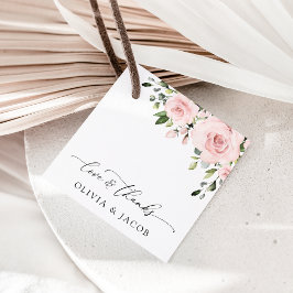 Blush Flowers, Roze Flowers, Greenery, Wedding Bedankjes Labels