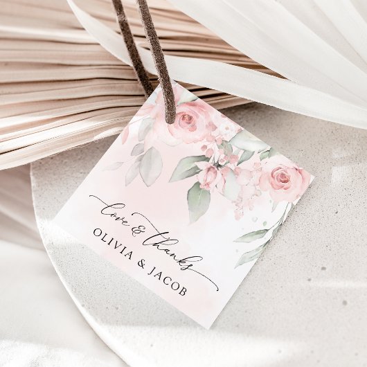 Blush Flowers, Roze Flowers, Greenery, Wedding Bedankjes Labels