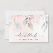 Blush Flowers, Roze Flowers, Greenery, Wedding Bedankkaart (Voorkant)