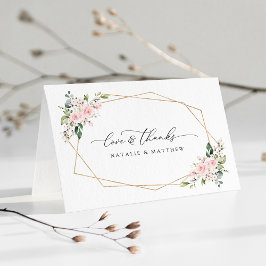 Blush Flowers, Roze Flowers, Greenery, Wedding Bedankkaart