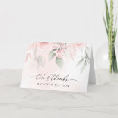 Blush Flowers, Roze Flowers, Greenery, Wedding Bedankkaart (Voorkant)