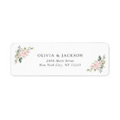 Blush Flowers, Roze Flowers, Greenery, Wedding Etiket (Voorkant)
