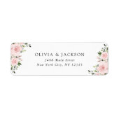 Blush Flowers, Roze Flowers, Greenery, Wedding Etiket (Voorkant)