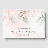 Blush Flowers, Roze Flowers, Greenery, Wedding Gastenboek (Voorkant)
