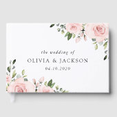 Blush Flowers, Roze Flowers, Greenery, Wedding Gastenboek (Voorkant)