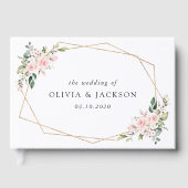 Blush Flowers, Roze Flowers, Greenery, Wedding Gastenboek (Voorkant)