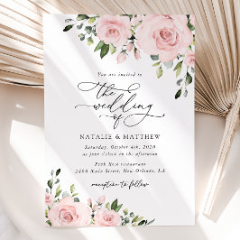 Blush Flowers, Roze Flowers, Greenery, Wedding Kaart