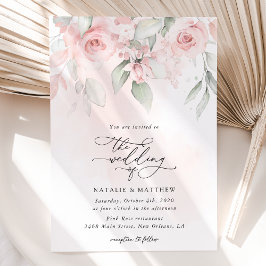 Blush Flowers, Roze Flowers, Greenery, Wedding Kaart