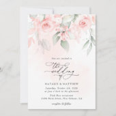 Blush Flowers, Roze Flowers, Greenery, Wedding Kaart (Voorkant)