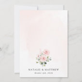Blush Flowers, Roze Flowers, Greenery, Wedding Kaart (Achterkant)