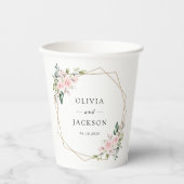 Blush Flowers, Roze Flowers, Greenery, Wedding Papieren Bekers (Voorkant)