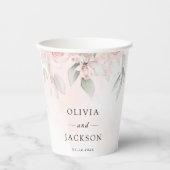 Blush Flowers, Roze Flowers, Greenery, Wedding Papieren Bekers (Voorkant)