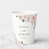Blush Flowers, Roze Flowers, Greenery, Wedding Papieren Bekers (Voorkant)