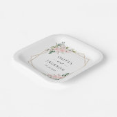 Blush Flowers, Roze Flowers, Greenery, Wedding Papieren Bordje (Gebogen)