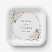 Blush Flowers, Roze Flowers, Greenery, Wedding Papieren Bordje (Voorkant)