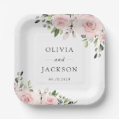 Blush Flowers, Roze Flowers, Greenery, Wedding Papieren Bordje (Voorkant)