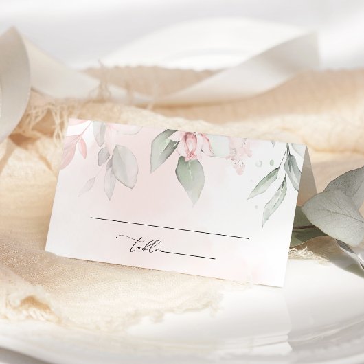 Blush Flowers, Roze Flowers, Greenery, Wedding Plaatskaartje
