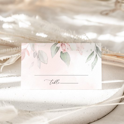 Blush Flowers, Roze Flowers, Greenery, Wedding Plaatskaartje