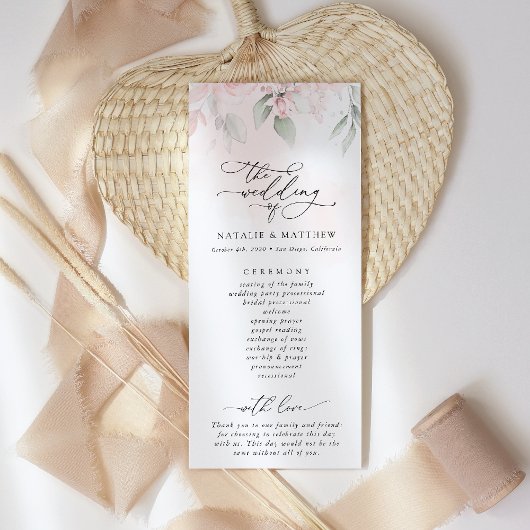 Blush Flowers, Roze Flowers, Greenery, Wedding Pro Programmakaart