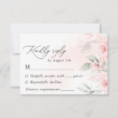 Blush Flowers, Roze Flowers, Greenery, Wedding RSVP Kaartje (Voorkant)