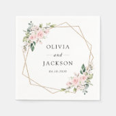 Blush Flowers, Roze Flowers, Greenery, Wedding Servet (Voorkant)