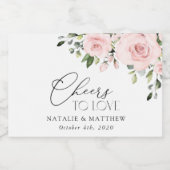 Blush Flowers, Roze Flowers, Greenery, Wedding Sparkling Wijnetiket (Enkel label)