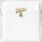 Blush Flowers Sage Green Monogrammed Vierkante Sticker (Tas)