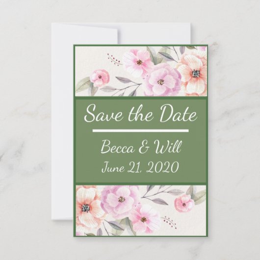  Blush Flowers Save The Date (Voorkant)