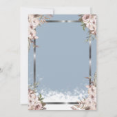 Blush Flowers Silver Lijst Dusty Blue Pensioen Kaart (Achterkant)