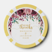 Blush Flowers Strepen Goud Confetti bruiloft gunst Pokerchips (Achterkant)