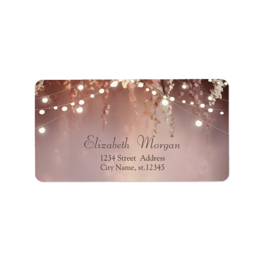 Blush Flowers String Lights Etiket (Voorkant)