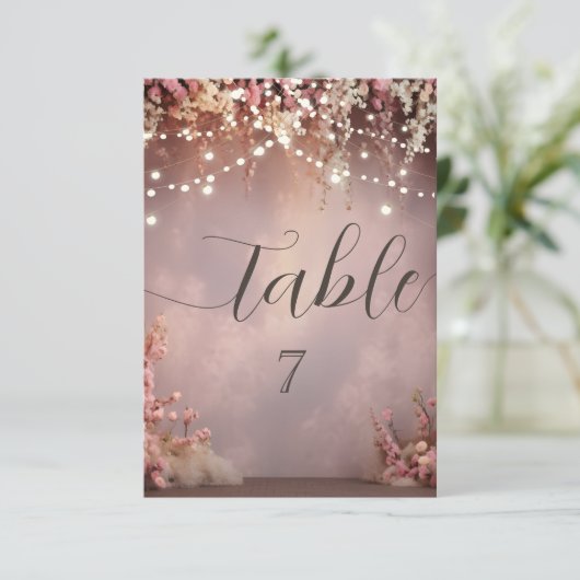 Blush Flowers String Lights Kaart (Staand voorkant)